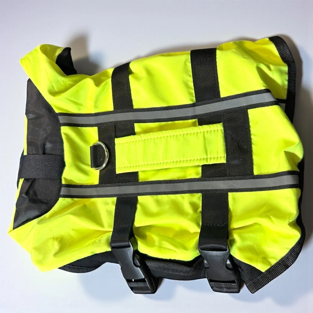Yellow Dog Life Jacket Adjustable Reflective Inflatable Safety Vest Medium NWOT